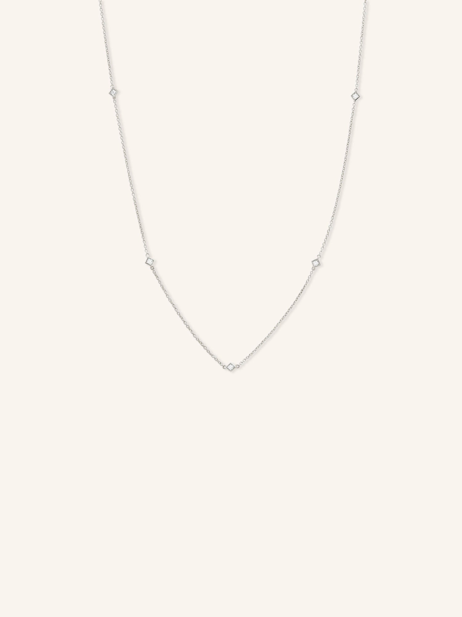 Princess Cut 5-Stone Diamond Station Necklace