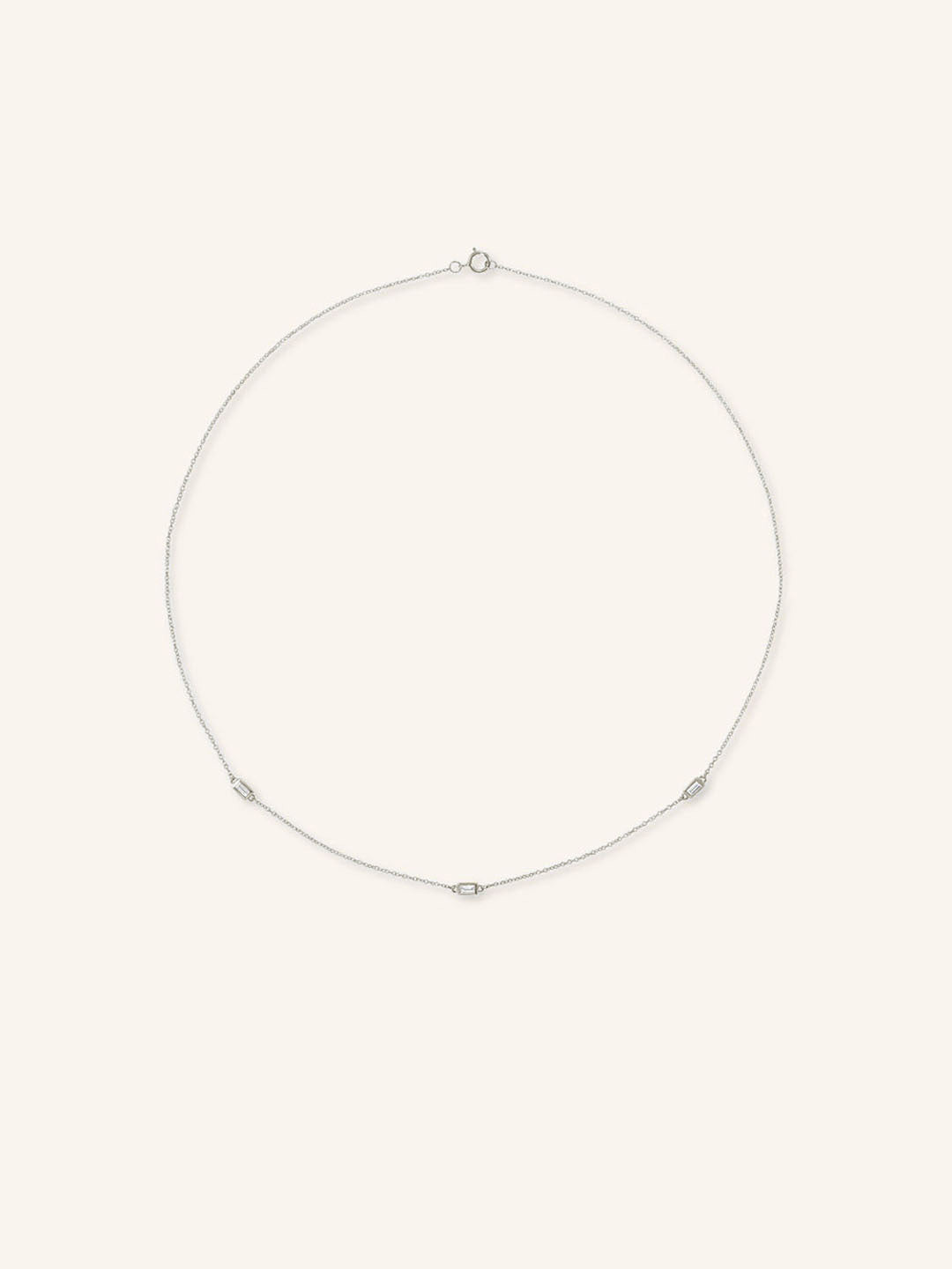 Baguette 3-Stone Diamond Station Necklace