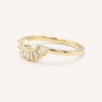Yellow Gold Messina Curved Diamond Wedding Band side view on white background