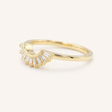 Yellow Gold Messina Curved Diamond Wedding Band side view on white background