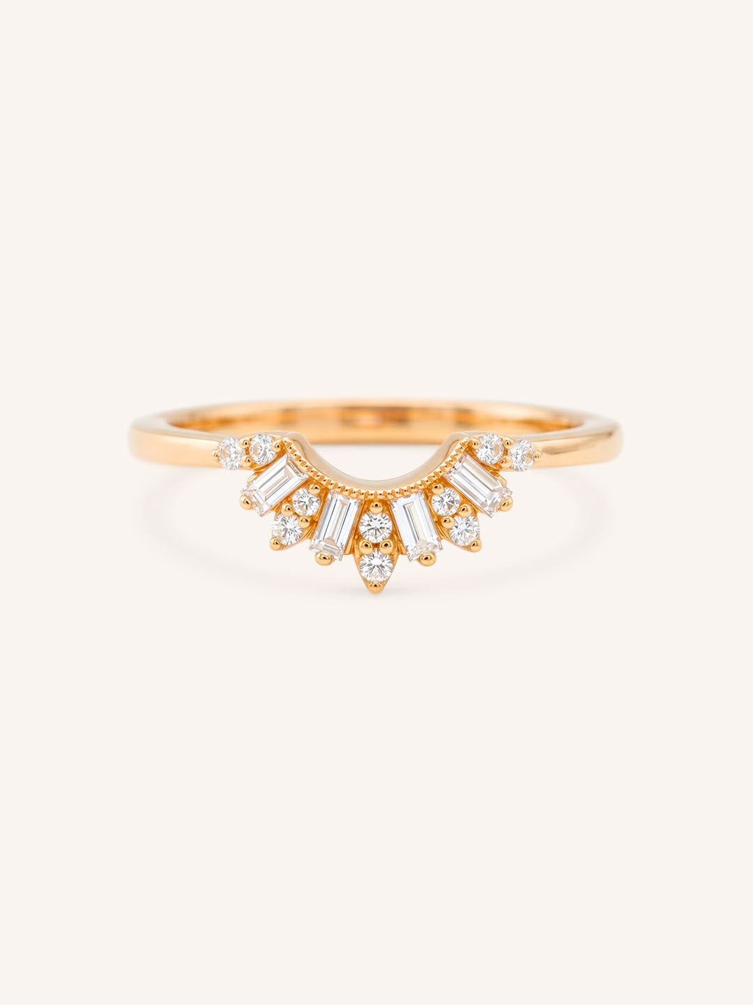 Rose Gold Elara Nesting Diamond Wedding Ring front view on white background