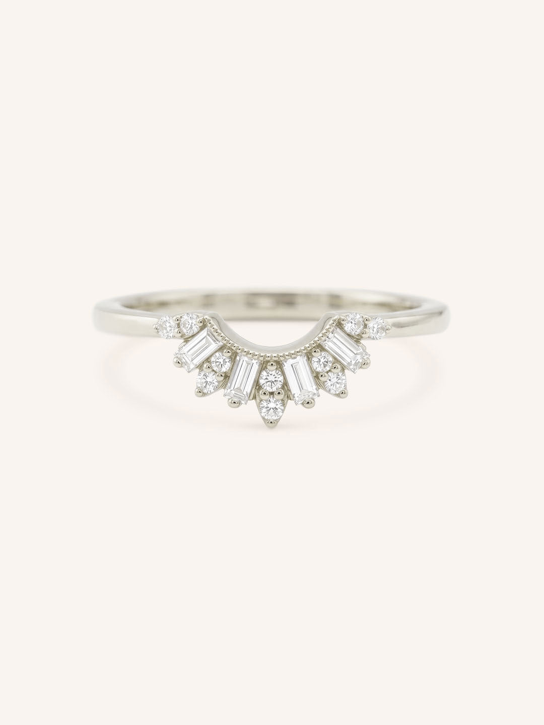 White Gold Elara Nesting Diamond Wedding Ring front view on white background