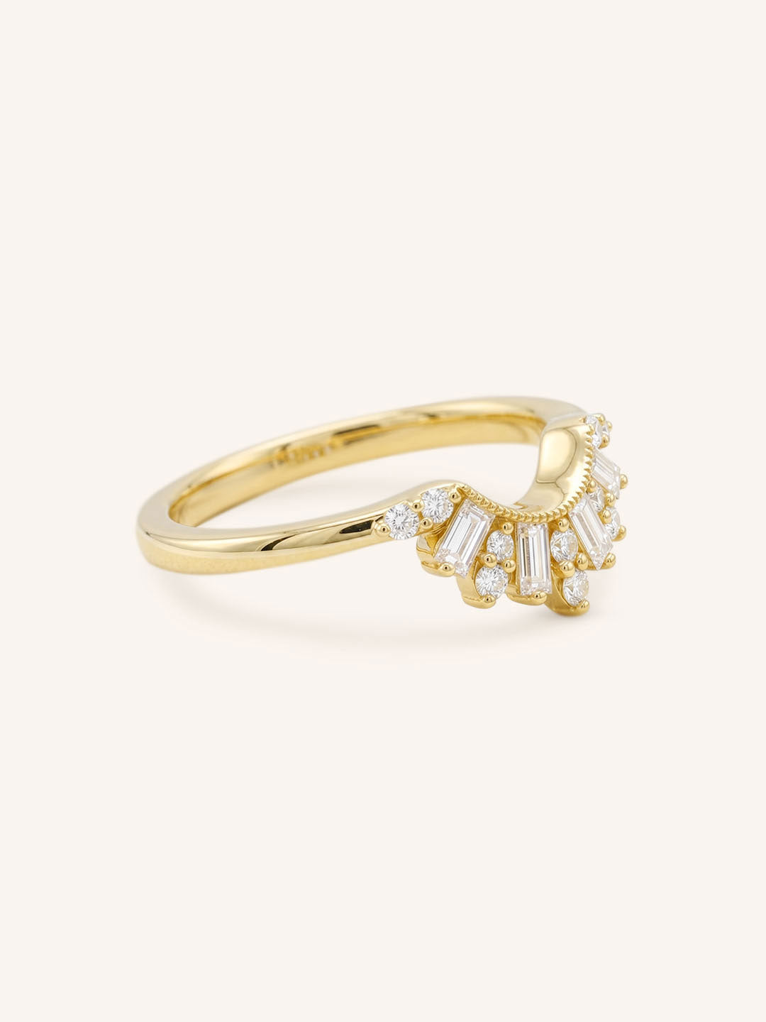 Yellow Gold Elara Nesting Diamond Wedding Ring side view on white background