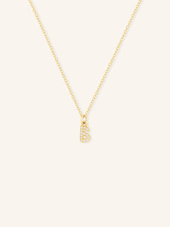 Petite Initial "B" Diamond Necklace