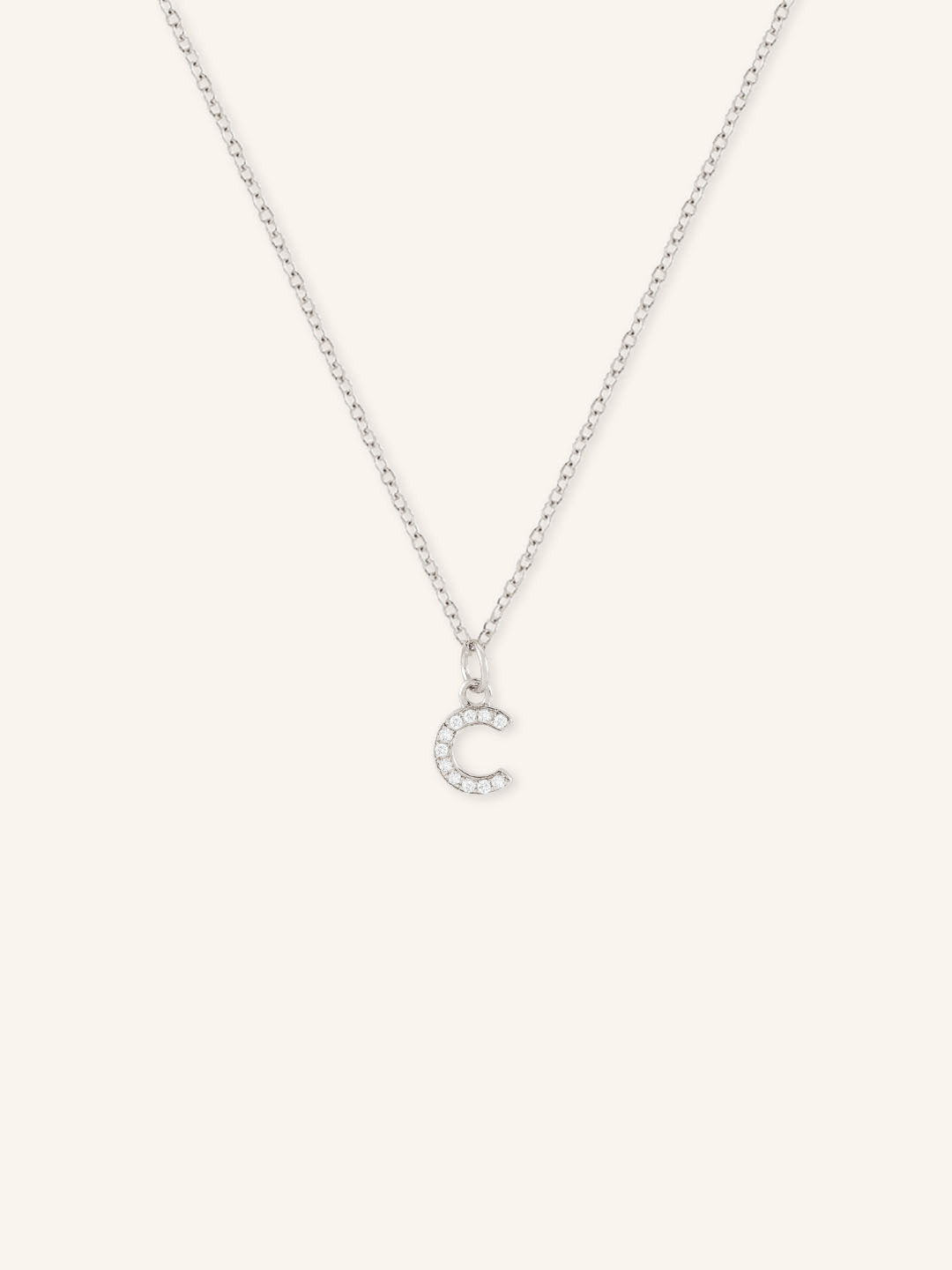 Petite Initial "C" Diamond Necklace