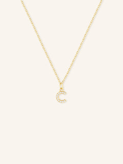 Petite Initial "C" Diamond Necklace