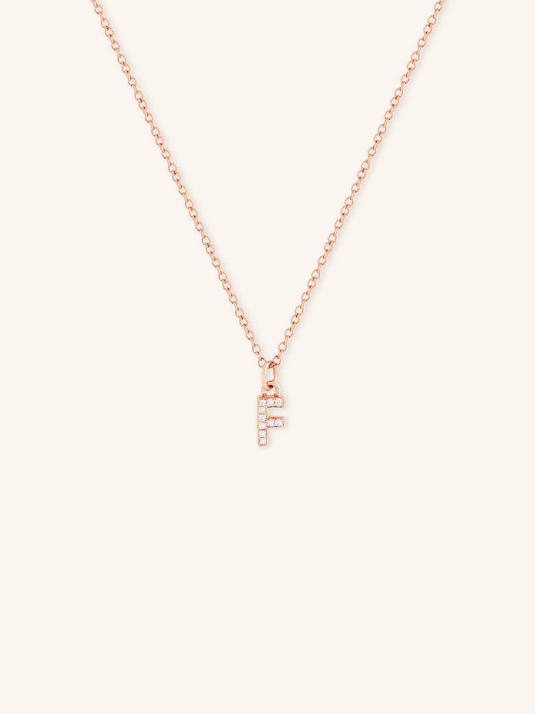 Petite Initial "F" Diamond Necklace