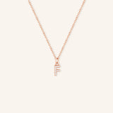 Petite Initial "F" Diamond Necklace