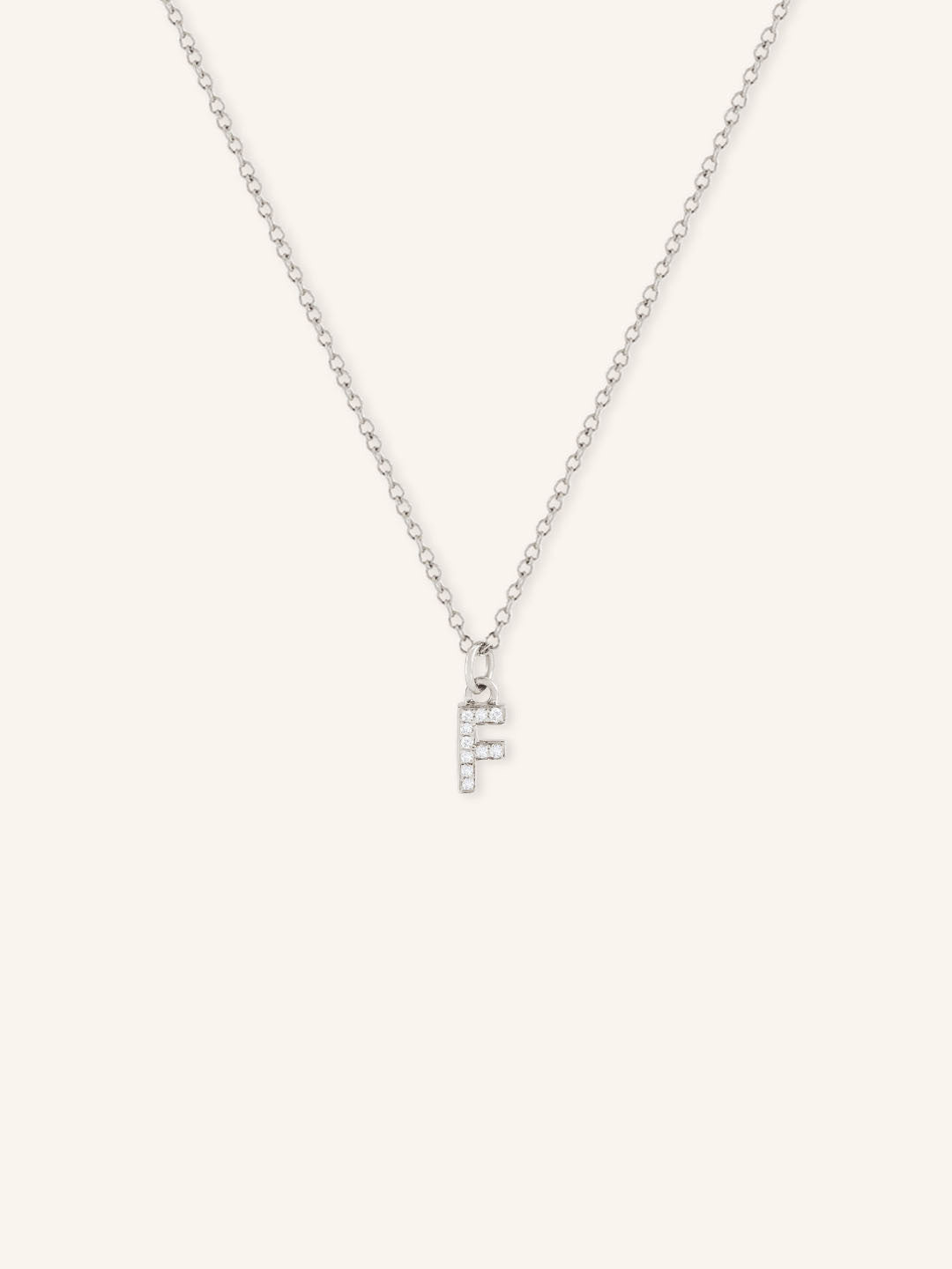 Petite Initial "F" Diamond Necklace