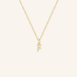 Petite Initial "F" Diamond Necklace