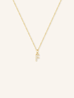 Petite Initial "F" Diamond Necklace