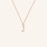 Petite Initial "J" Diamond Necklace