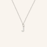 Petite Initial "J" Diamond Necklace