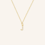 Petite Initial "J" Diamond Necklace