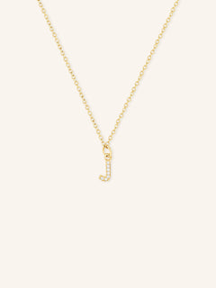 Petite Initial "J" Diamond Necklace