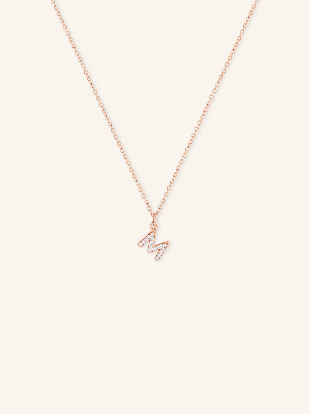 Petite Initial "M" Diamond Necklace