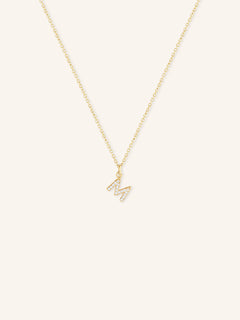 Petite Initial "M" Diamond Necklace