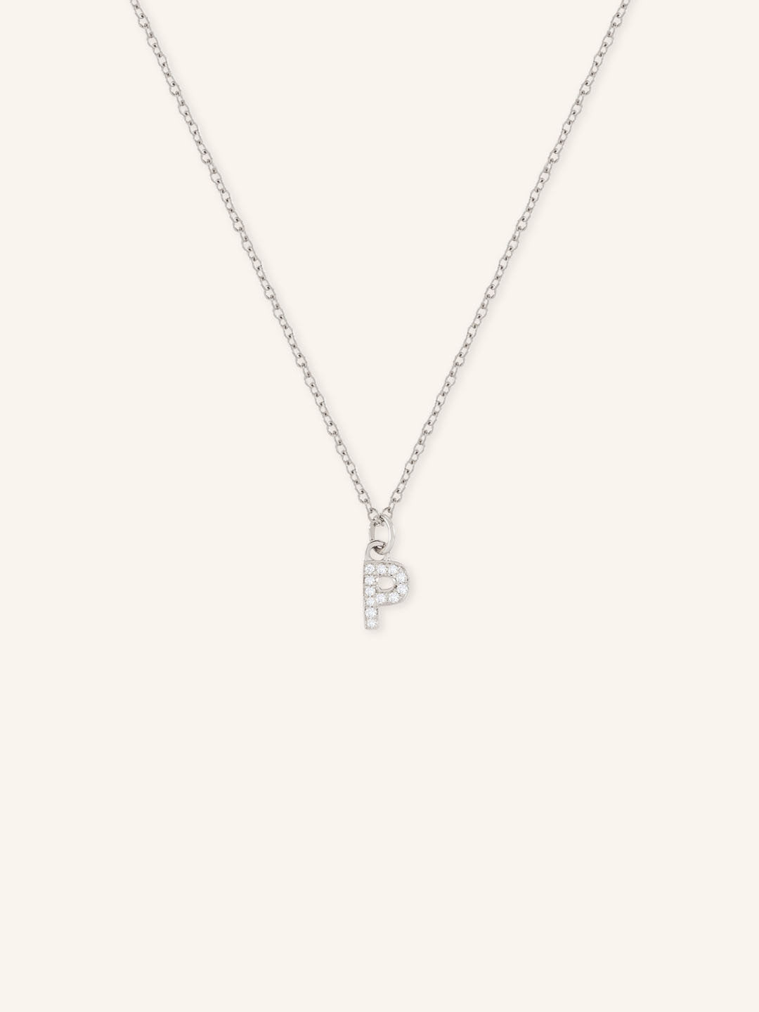 Petite Initial "P" Diamond Necklace