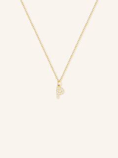 Petite Initial "P" Diamond Necklace