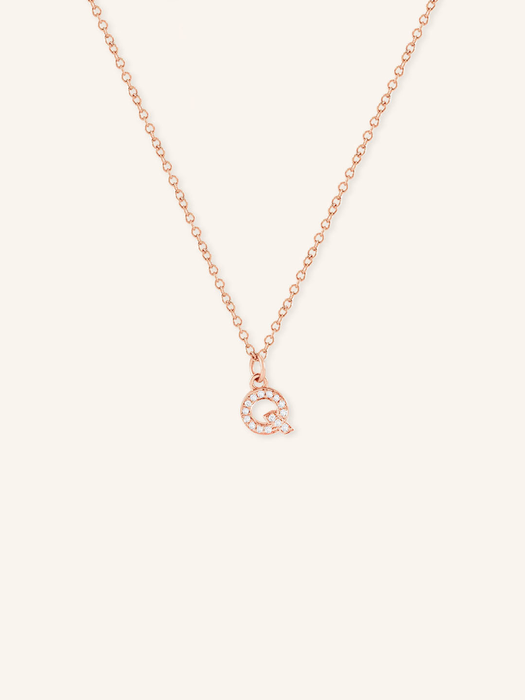 Petite Initial "Q" Diamond Necklace