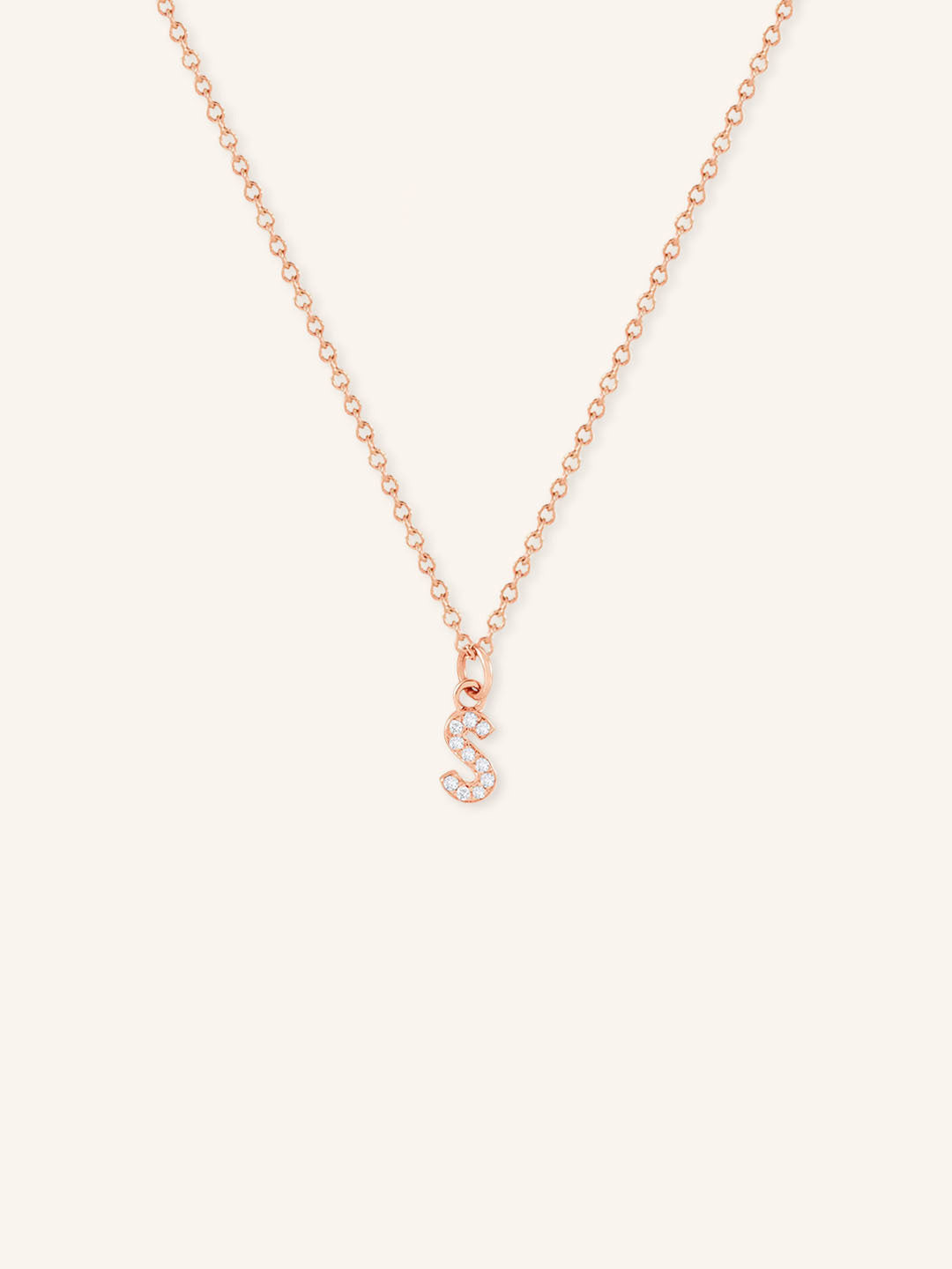 Petite Initial "S" Diamond Necklace