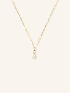 Petite Initial "S" Diamond Necklace