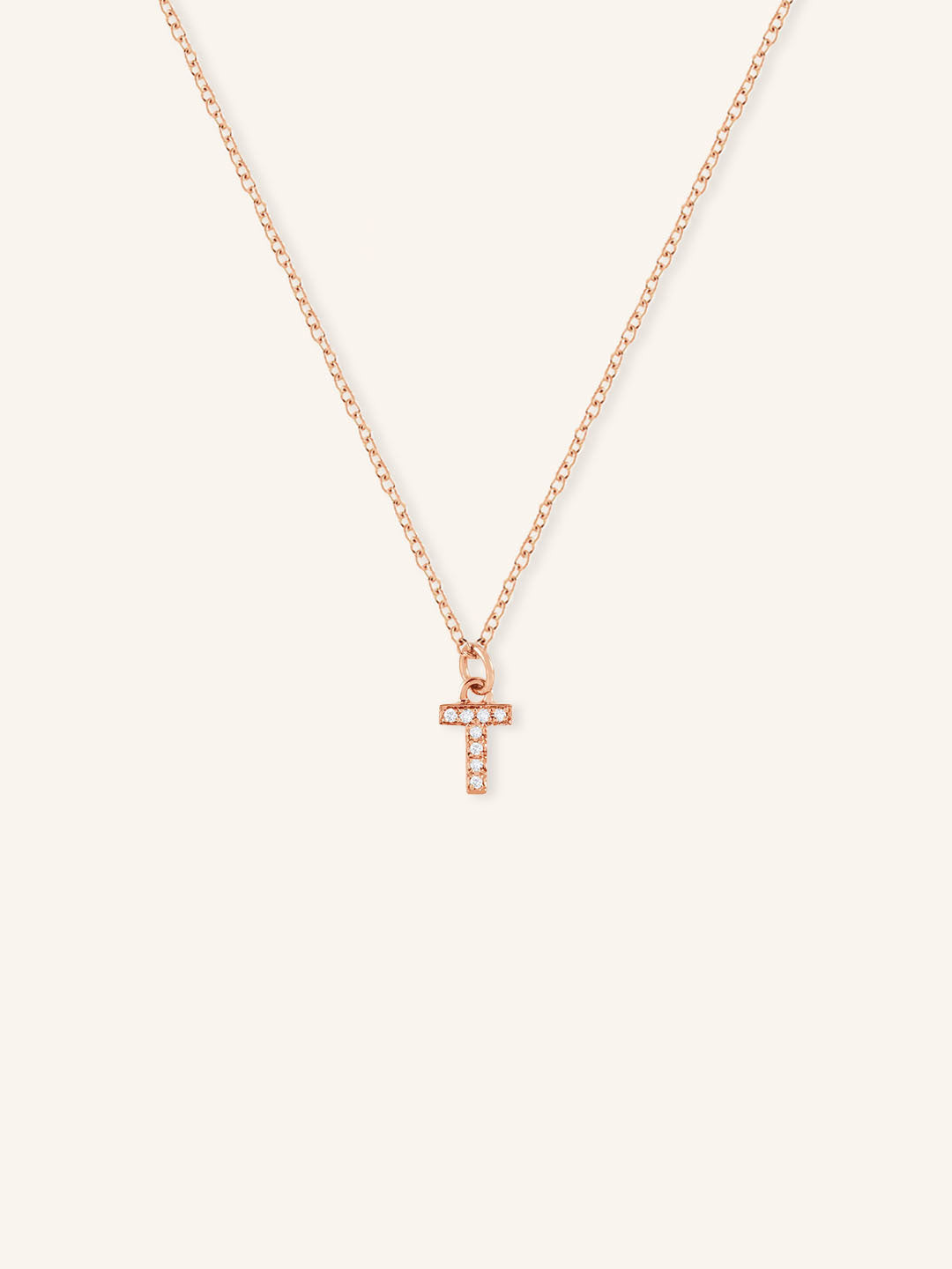 Petite Initial "T" Diamond Necklace