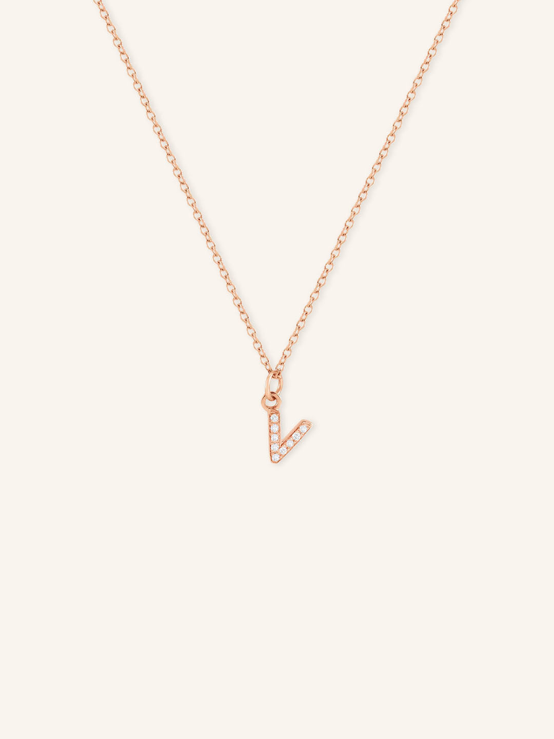 Petite Initial "V" Diamond Necklace