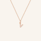 Petite Initial "V" Diamond Necklace