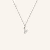 Petite Initial "V" Diamond Necklace