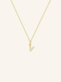 Petite Initial "V" Diamond Necklace