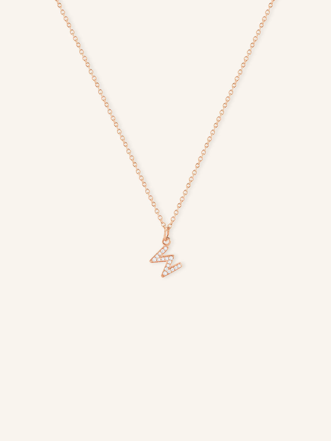 Petite Initial "W" Diamond Necklace