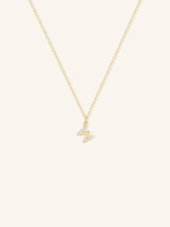 Petite Initial "W" Diamond Necklace