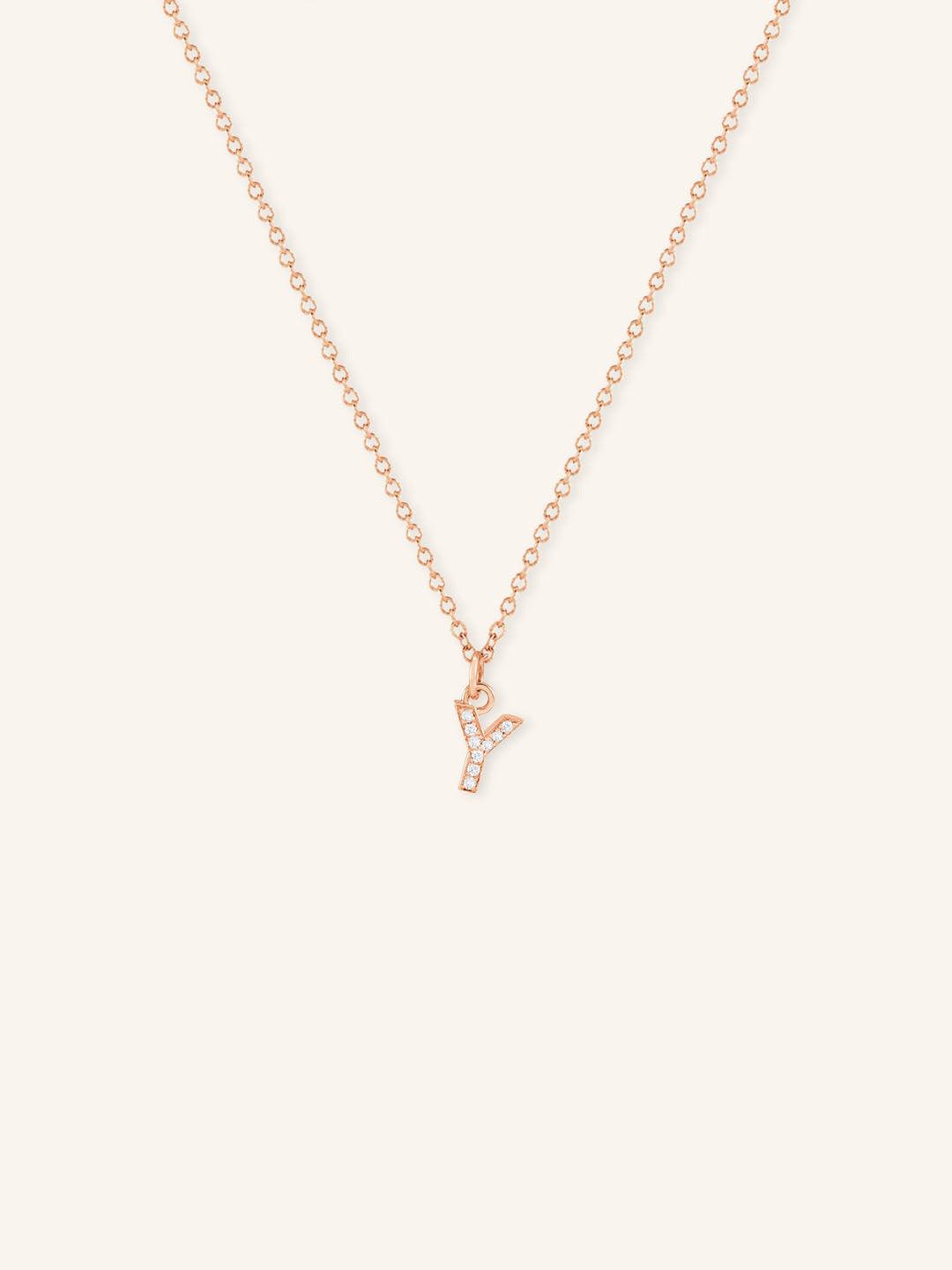 Petite Initial "Y" Diamond Necklace