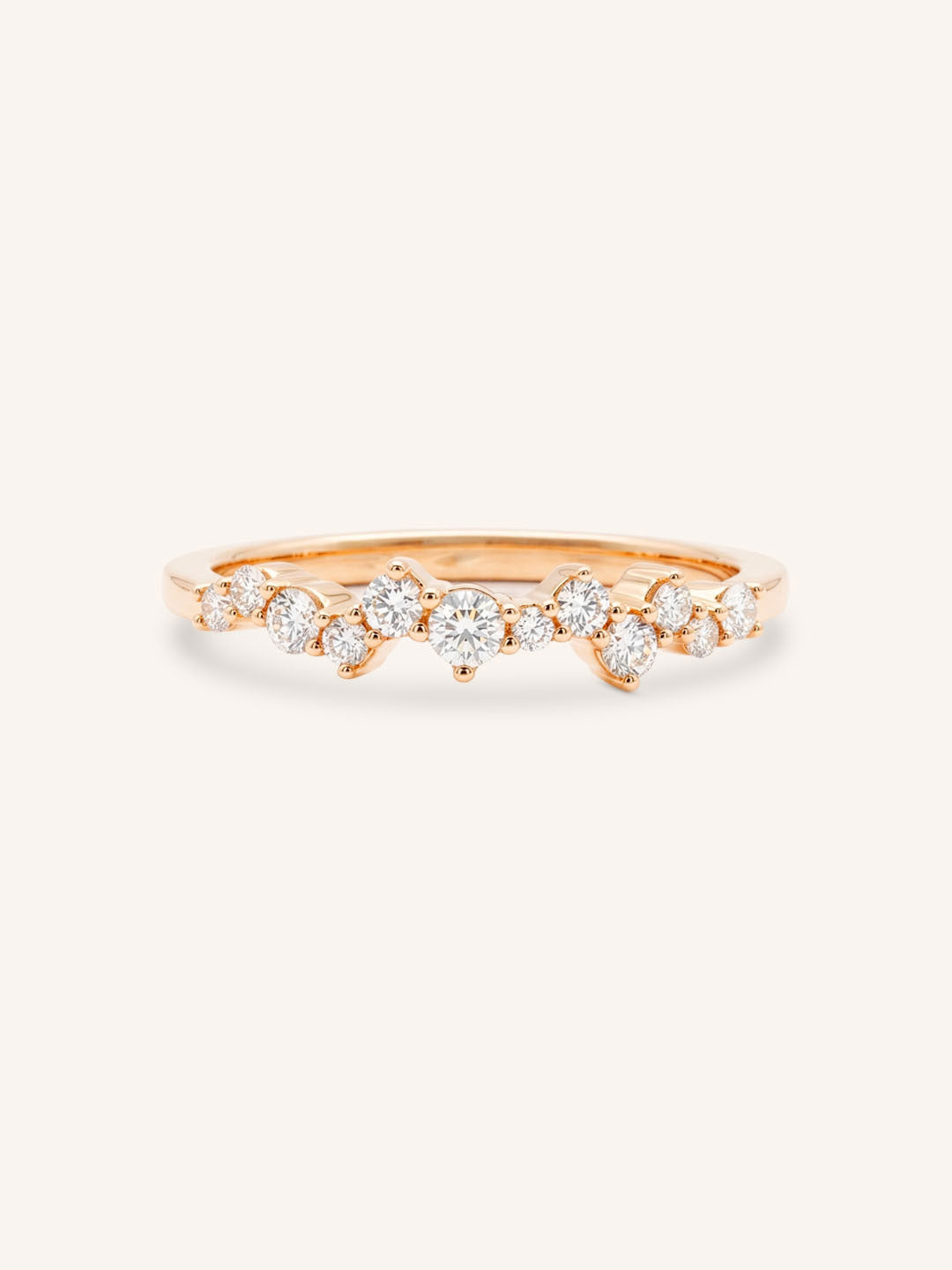Rose Gold Aubrey Scattered Diamond Anniversary Band front view on white background