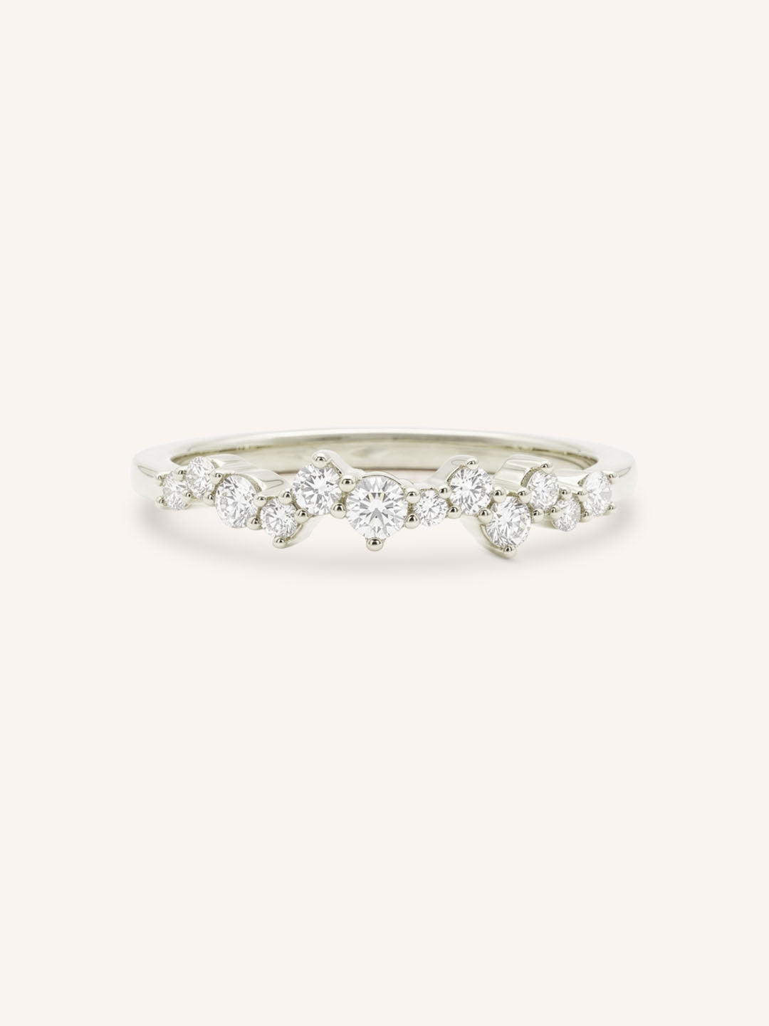 White Gold Aubrey Scattered Diamond Anniversary Band front view on white background