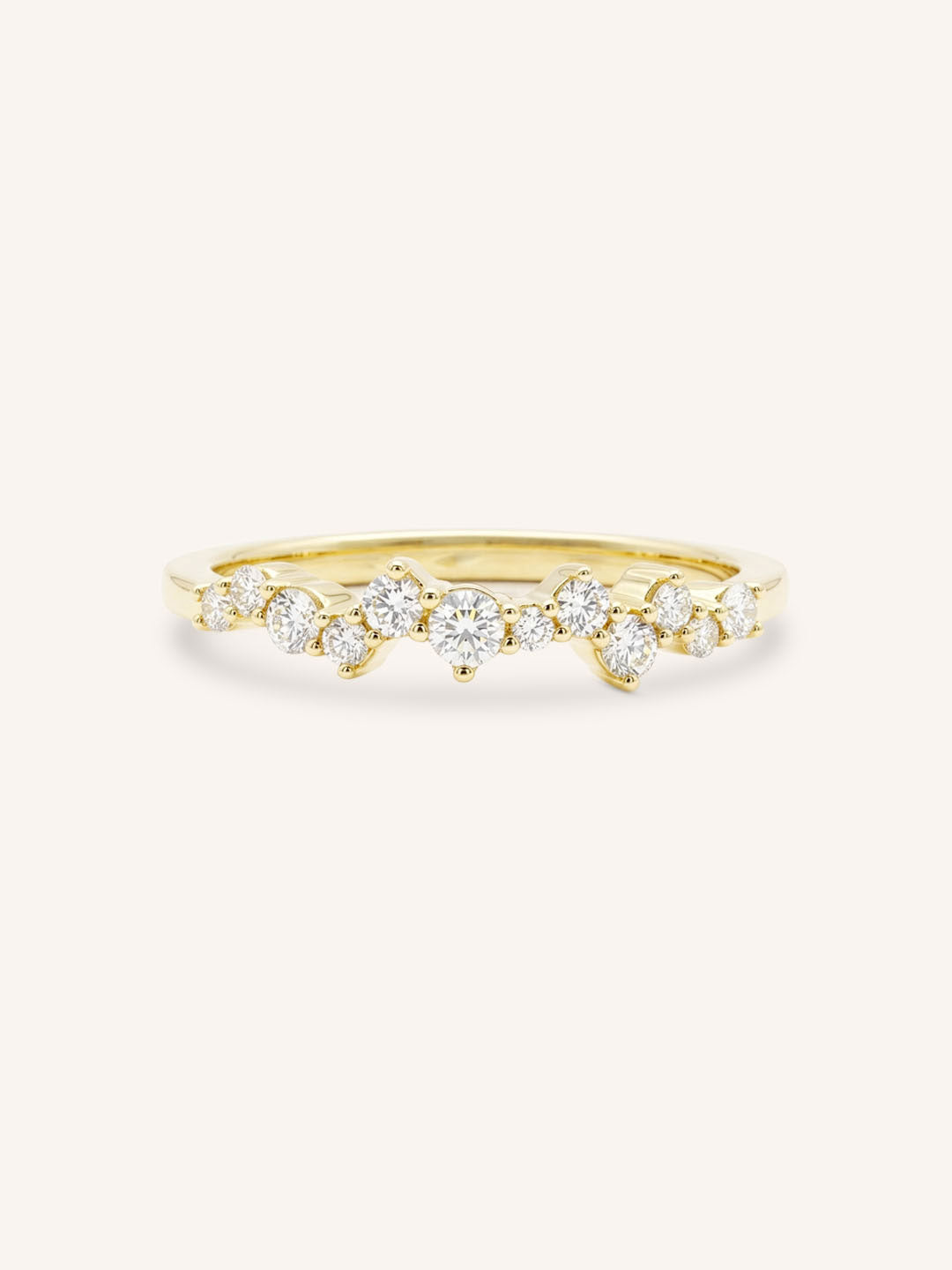Yellow Gold Aubrey Scattered Diamond Anniversary Band front view on white background
