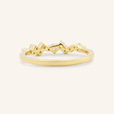 Yellow gold Aubrey scattered diamond anniversary band back view on white background