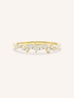 Yellow Gold Aubrey Scattered Diamond Anniversary Band front view on white background