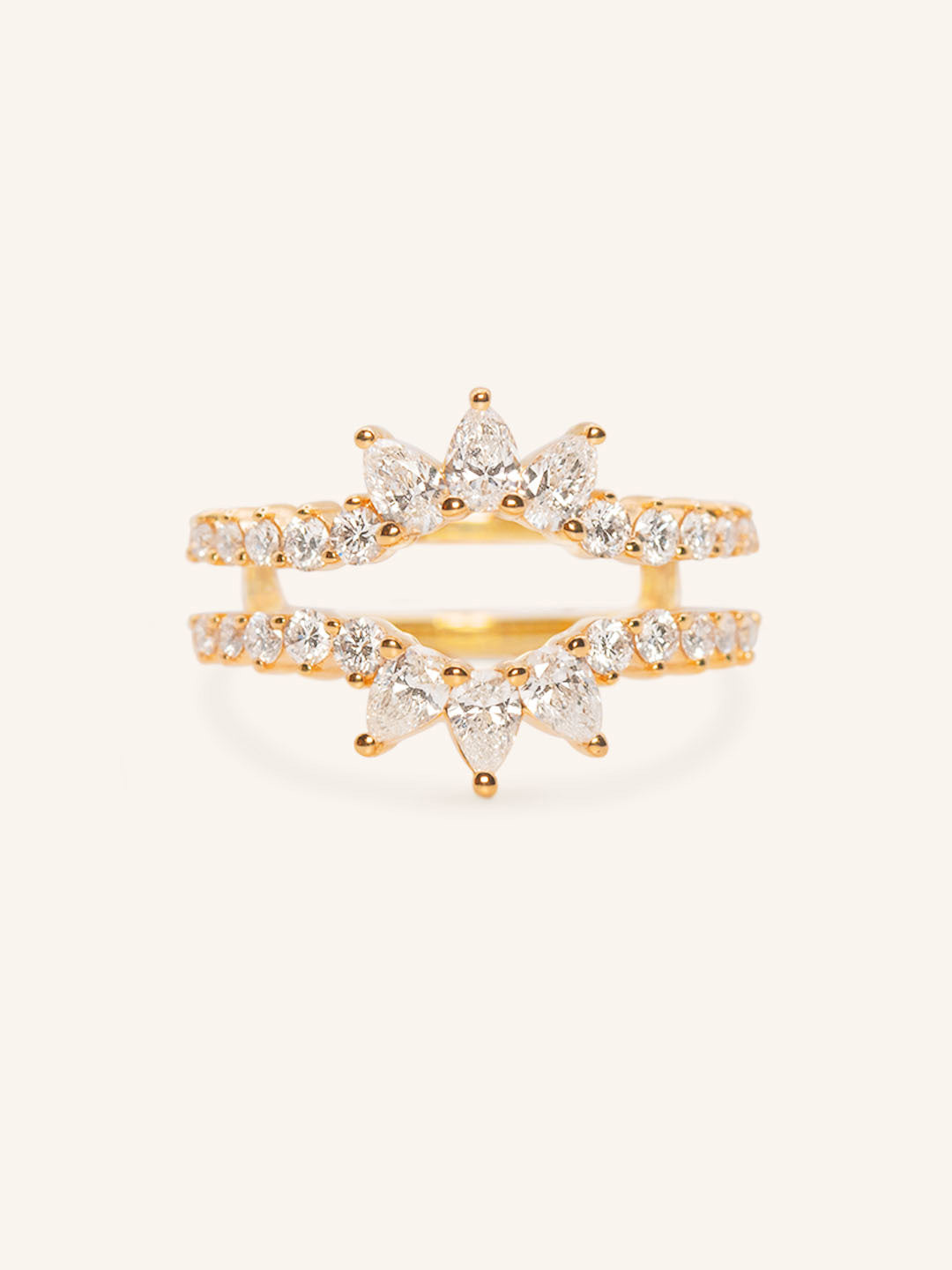 Hawthorne Double Band Pear Diamond Ring Guard