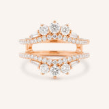 Rose Gold Theresa Double Band Diamond Ring Guard front view on white background