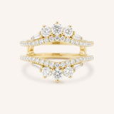 Yellow Gold Theresa Double Band Diamond Ring Guard front view on white background