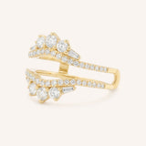 Yellow Gold Theresa Double Band Diamond Ring Guard side view on white background