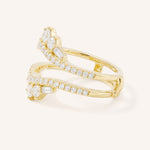 Yellow Gold Theresa Double Band Diamond Ring Guard side view on white background