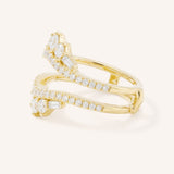 Yellow Gold Theresa Double Band Diamond Ring Guard side view on white background