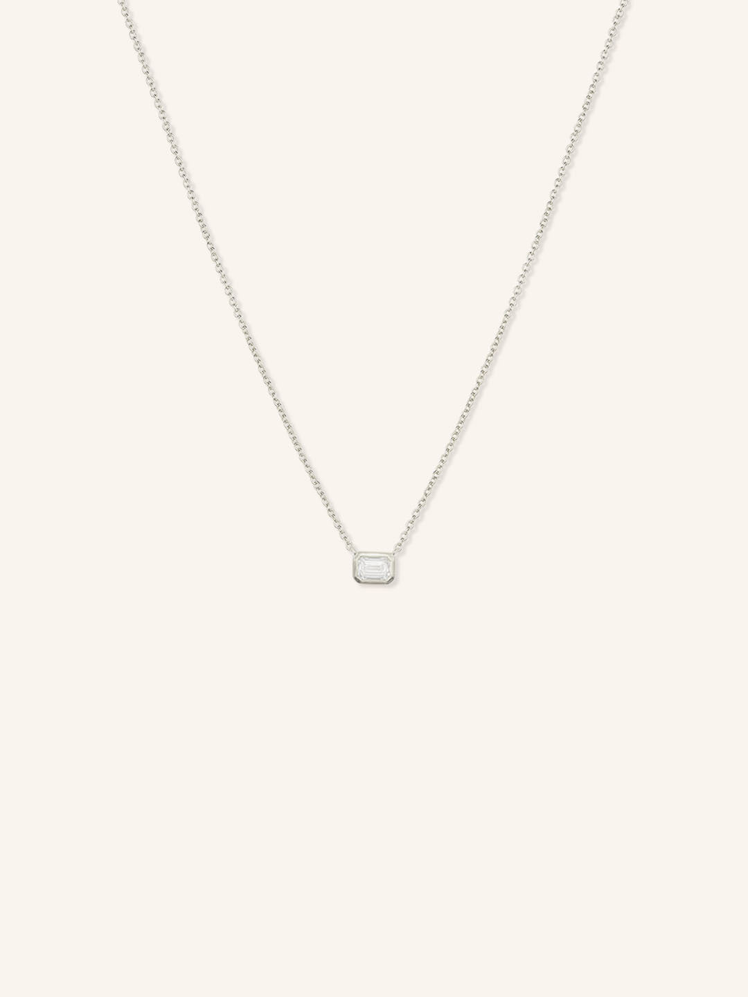 Emerald Cut Diamond Bezel Set Pendant Necklace