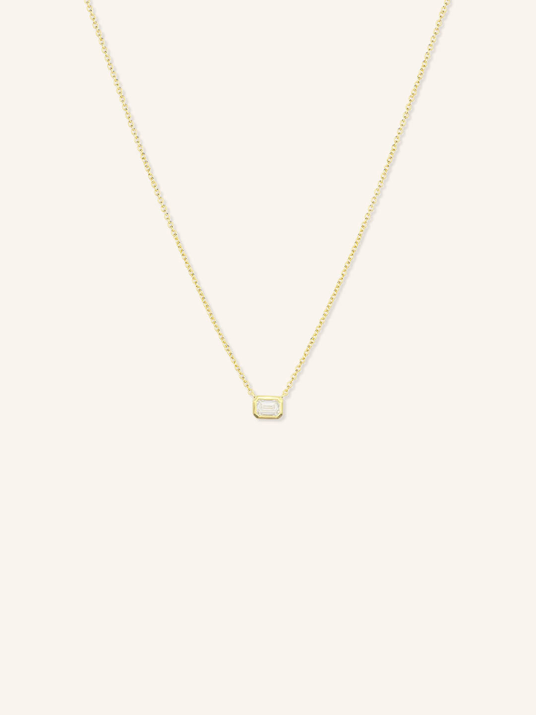 Emerald Cut Diamond Bezel Set Pendant Necklace