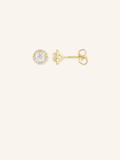 Sunrise Halo Diamond Stud Earrings 0.50ctw