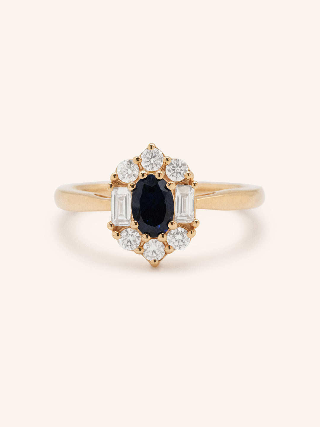 Wyona Oval Blue Sapphire Halo-Style Ring