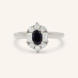 Wyona Oval Blue Sapphire Halo-Style Ring